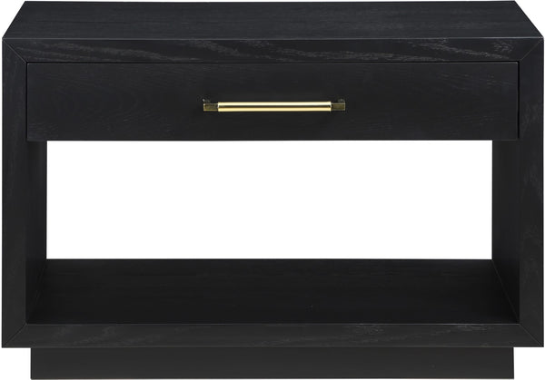 Avery Ash Veneer / MDF / Metal / Rubberwood Contemporary Black Wood Veneer Night Stand - 32" W x 18" D x 21" H