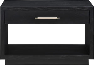 Avery Ash Veneer / MDF / Metal / Rubberwood Contemporary Black Wood Veneer Night Stand - 32" W x 18" D x 21" H