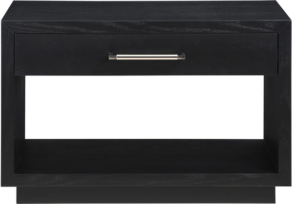 Avery Ash Veneer / MDF / Metal / Rubberwood Contemporary Black Wood Veneer Night Stand - 32" W x 18" D x 21" H