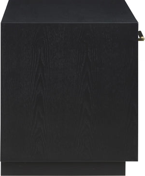 Avery Ash Veneer / MDF / Metal / Rubberwood Contemporary Black Wood Veneer Night Stand - 32" W x 18" D x 21" H