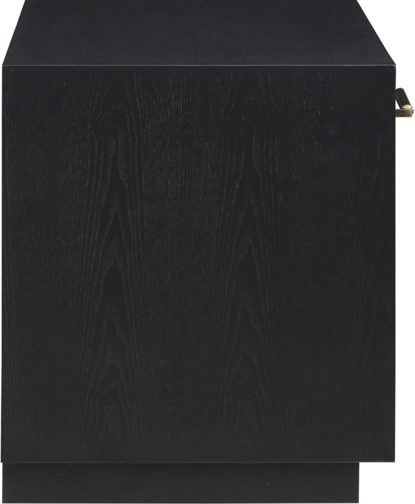 Avery Ash Veneer / MDF / Metal / Rubberwood Contemporary Black Wood Veneer Night Stand - 32" W x 18" D x 21" H