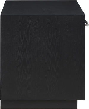 Avery Ash Veneer / MDF / Metal / Rubberwood Contemporary Black Wood Veneer Night Stand - 32" W x 18" D x 21" H