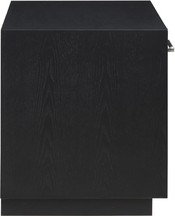 Avery Ash Veneer / MDF / Metal / Rubberwood Contemporary Black Wood Veneer Night Stand - 32" W x 18" D x 21" H
