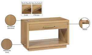 Avery Ash Veneer / MDF / Metal / Rubberwood Contemporary Oak Wood Veneer Night Stand - 32" W x 18" D x 21" H