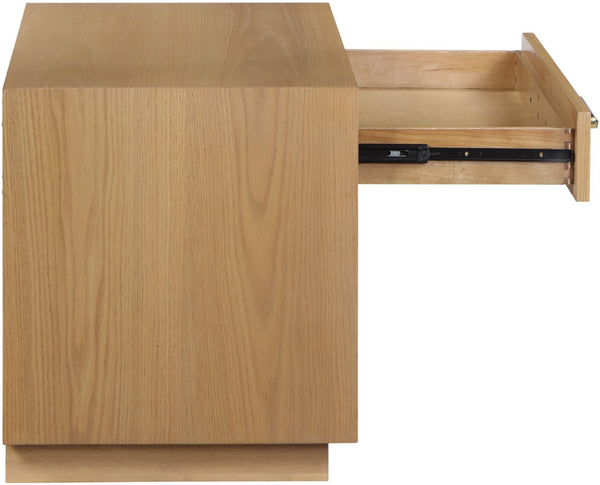 Avery Ash Veneer / MDF / Metal / Rubberwood Contemporary Oak Wood Veneer Night Stand - 32" W x 18" D x 21" H