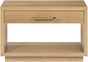 Avery Ash Veneer / MDF / Metal / Rubberwood Contemporary Oak Wood Veneer Night Stand - 32" W x 18" D x 21" H