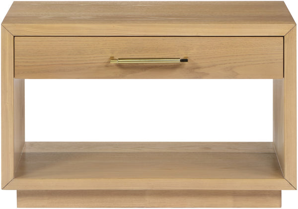 Avery Ash Veneer / MDF / Metal / Rubberwood Contemporary Oak Wood Veneer Night Stand - 32" W x 18" D x 21" H