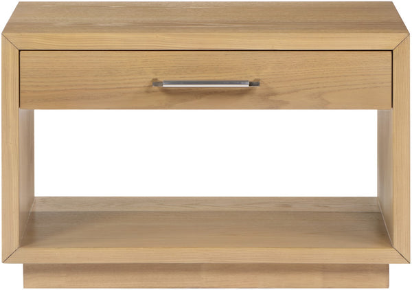 Avery Ash Veneer / MDF / Metal / Rubberwood Contemporary Oak Wood Veneer Night Stand - 32" W x 18" D x 21" H