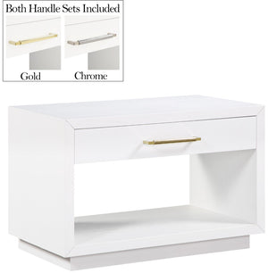 Avery Ash Veneer / MDF / Metal / Rubberwood Contemporary White Wood Veneer Night Stand - 32" W x 18" D x 21" H