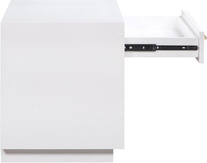 Avery Ash Veneer / MDF / Metal / Rubberwood Contemporary White Wood Veneer Night Stand - 32" W x 18" D x 21" H