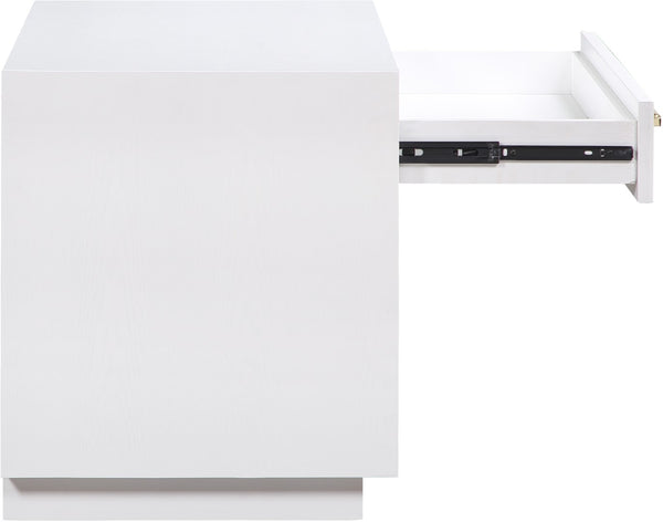 Avery Ash Veneer / MDF / Metal / Rubberwood Contemporary White Wood Veneer Night Stand - 32" W x 18" D x 21" H