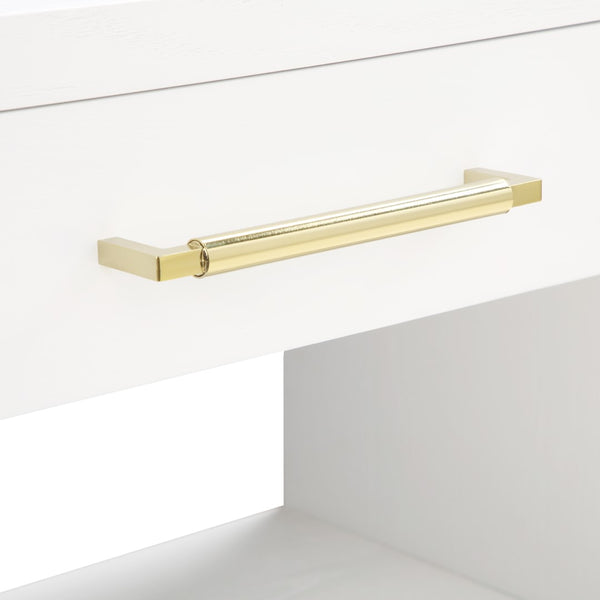 Avery Ash Veneer / MDF / Metal / Rubberwood Contemporary White Wood Veneer Night Stand - 32" W x 18" D x 21" H