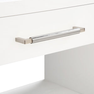 Avery Ash Veneer / MDF / Metal / Rubberwood Contemporary White Wood Veneer Night Stand - 32" W x 18" D x 21" H