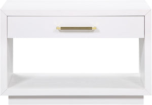 Avery Ash Veneer / MDF / Metal / Rubberwood Contemporary White Wood Veneer Night Stand - 32" W x 18" D x 21" H