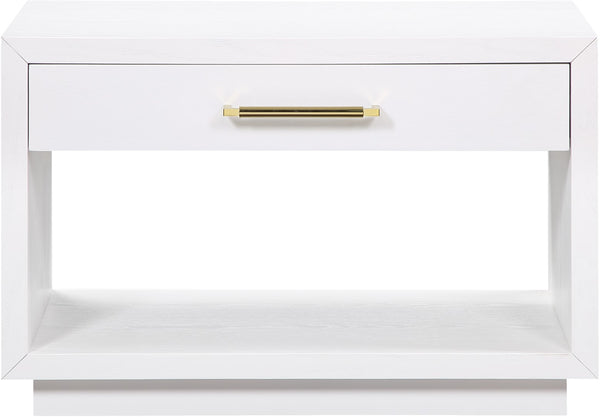 Avery Ash Veneer / MDF / Metal / Rubberwood Contemporary White Wood Veneer Night Stand - 32" W x 18" D x 21" H