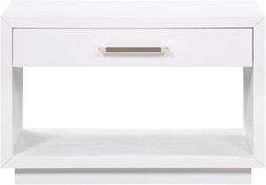 Avery Ash Veneer / MDF / Metal / Rubberwood Contemporary White Wood Veneer Night Stand - 32" W x 18" D x 21" H