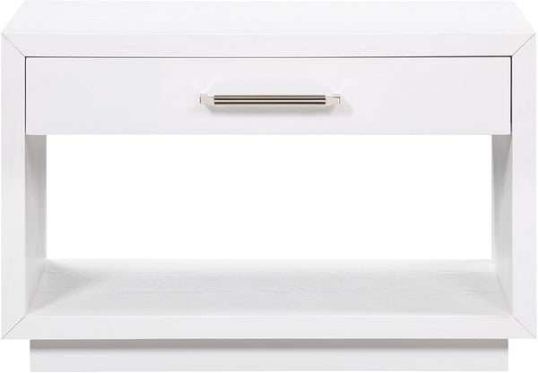 Avery Ash Veneer / MDF / Metal / Rubberwood Contemporary White Wood Veneer Night Stand - 32" W x 18" D x 21" H