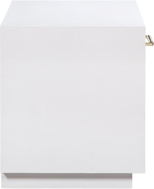 Avery Ash Veneer / MDF / Metal / Rubberwood Contemporary White Wood Veneer Night Stand - 32" W x 18" D x 21" H