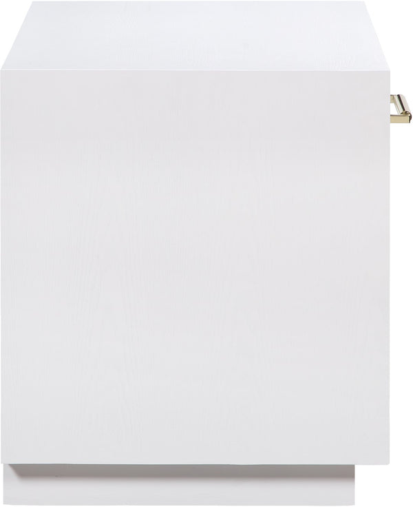 Avery Ash Veneer / MDF / Metal / Rubberwood Contemporary White Wood Veneer Night Stand - 32" W x 18" D x 21" H