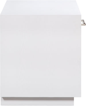 Avery Ash Veneer / MDF / Metal / Rubberwood Contemporary White Wood Veneer Night Stand - 32" W x 18" D x 21" H
