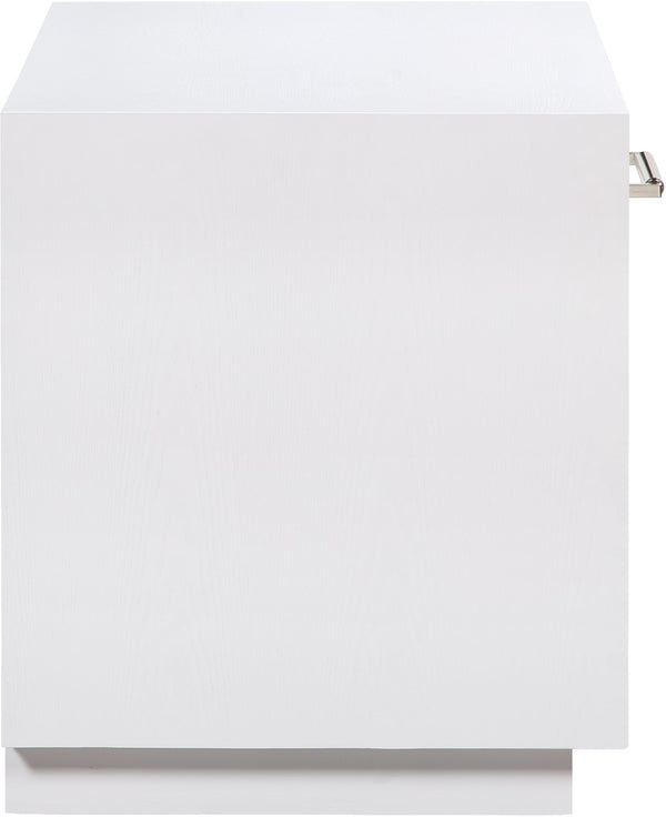Avery Ash Veneer / MDF / Metal / Rubberwood Contemporary White Wood Veneer Night Stand - 32" W x 18" D x 21" H
