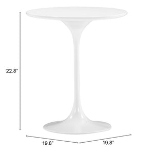 Zuo Modern Wilco Fiberglass, MDF Modern Commercial Grade Side Table White Fiberglass, MDF