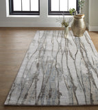 Dryden Contemporary Abstract Area Rug, Gray/Misty Blue, 9ft-6in x 13ft-6in