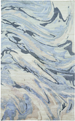 Dryden Contemporary Abstract Area Rug, Dust Blue/Light Taupe, 9ft-6in x 13ft-6in