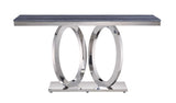 Zasir Contemporary Sofa Table TOP] Gray Printed Faux Marble  • BASE] Mirrored Silver Finish 87343-ACME