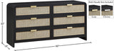 Sage Ash Veneer / Natural Cane / Rubberwood / Metal Contemporary Black Dresser - 60" W x 18" D x 30" H