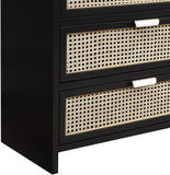 Sage Ash Veneer / Natural Cane / Rubberwood / Metal Contemporary Black Dresser - 60" W x 18" D x 30" H