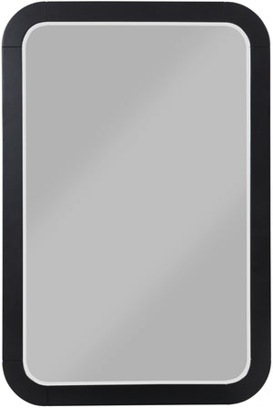 Sage Ash Veneer / Rubberwood Contemporary Black Mirror - 28" W x 1.5" D x 42" H