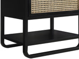 Sage Ash Veneer / Rubberwood / MDF / Metal Contemporary Black Wood Veneer Night Stand - 24" W x 18" D x 24" H