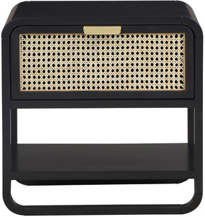 Sage Ash Veneer / Rubberwood / MDF / Metal Contemporary Black Wood Veneer Night Stand - 24" W x 18" D x 24" H