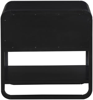 Sage Ash Veneer / Rubberwood / MDF / Metal Contemporary Black Wood Veneer Night Stand - 24" W x 18" D x 24" H