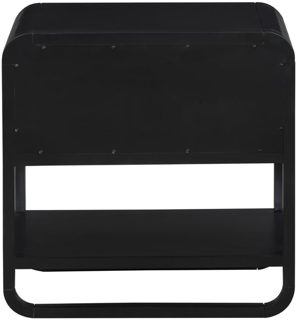 Sage Ash Veneer / Rubberwood / MDF / Metal Contemporary Black Wood Veneer Night Stand - 24" W x 18" D x 24" H