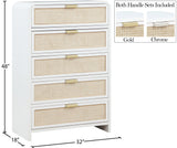 Sage Ash Veneer / Natural Cane / Rubberwood / Metal Contemporary White Chest - 32" W x 18" D x 48" H