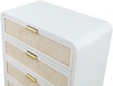 Sage Ash Veneer / Natural Cane / Rubberwood / Metal Contemporary White Chest - 32" W x 18" D x 48" H