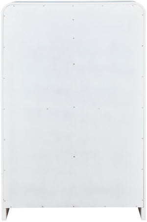 Sage Ash Veneer / Natural Cane / Rubberwood / Metal Contemporary White Chest - 32" W x 18" D x 48" H