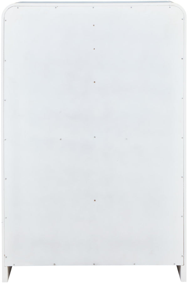 Sage Ash Veneer / Natural Cane / Rubberwood / Metal Contemporary White Chest - 32" W x 18" D x 48" H