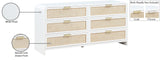 Sage Ash Veneer / Natural Cane / Rubberwood / Metal Contemporary White Dresser - 60" W x 18" D x 30" H