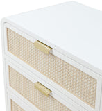 Sage Ash Veneer / Natural Cane / Rubberwood / Metal Contemporary White Dresser - 60" W x 18" D x 30" H