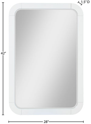 Sage Ash Veneer / Rubberwood Contemporary White Mirror - 28" W x 1.5" D x 42" H