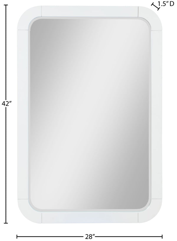 Sage Ash Veneer / Rubberwood Contemporary White Mirror - 28" W x 1.5" D x 42" H