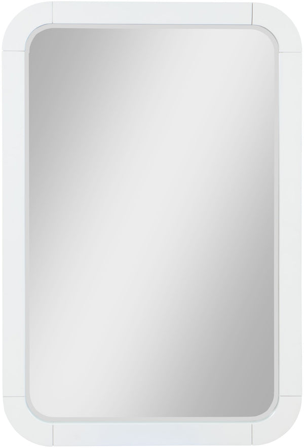 Sage Ash Veneer / Rubberwood Contemporary White Mirror - 28" W x 1.5" D x 42" H