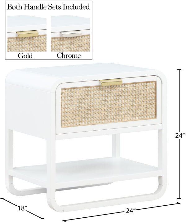 Sage Ash Veneer / Rubberwood / MDF / Metal Contemporary White Wood Veneer Night Stand - 24" W x 18" D x 24" H