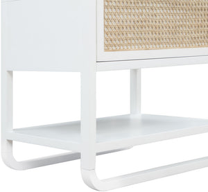 Sage Ash Veneer / Rubberwood / MDF / Metal Contemporary White Wood Veneer Night Stand - 24" W x 18" D x 24" H