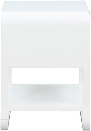 Sage Ash Veneer / Rubberwood / MDF / Metal Contemporary White Wood Veneer Night Stand - 24" W x 18" D x 24" H