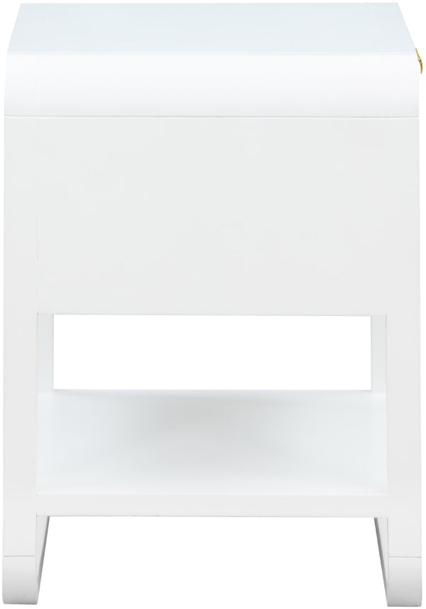 Sage Ash Veneer / Rubberwood / MDF / Metal Contemporary White Wood Veneer Night Stand - 24" W x 18" D x 24" H