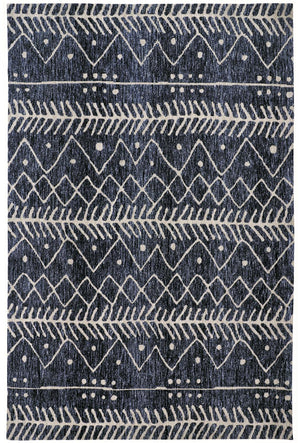 Colton Modern Mid-century Tribal Rug, Denim Blue, 5ft x 7ft Area Rug